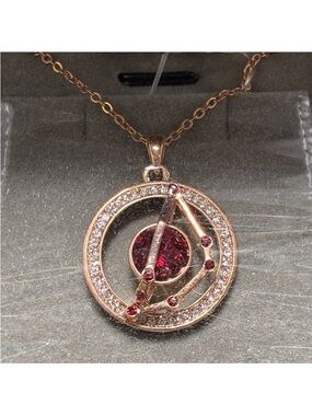 Zodiac Constellation Pendant Necklace Capricorn Birthstone 14KT Rose Gold Plated